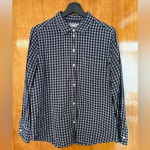 Everlane Organic Cotton Plaid Navy Button Down Sz 14